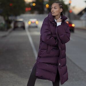 Athleta Sateen Long Puffer Spiced Cabernet XS